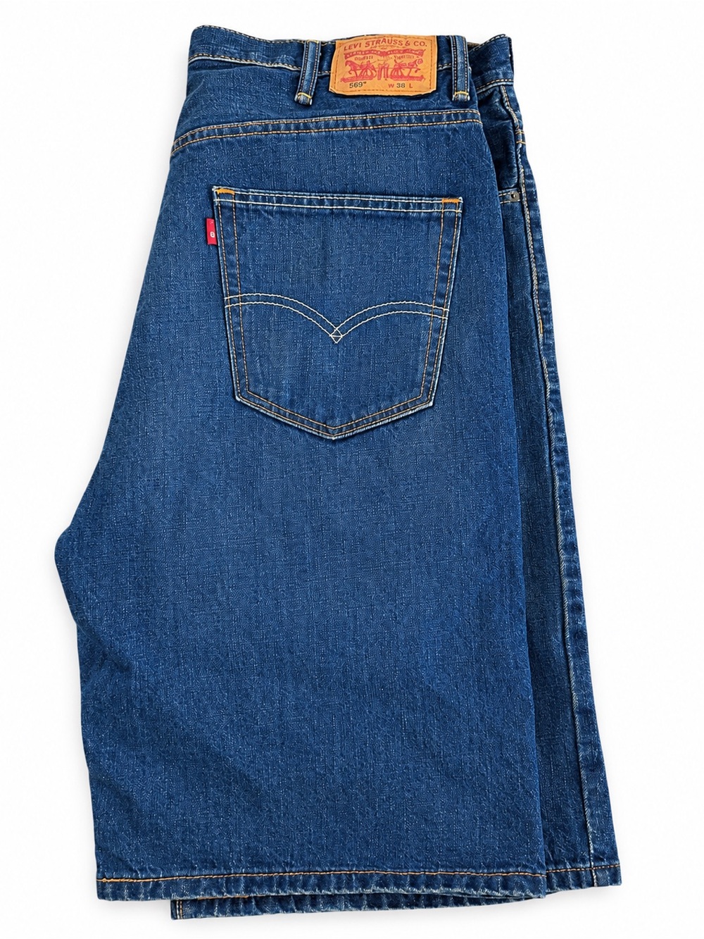 Levi's Men's 569 Dark Blue Relaxed Fit Denim Jeans Shorts
